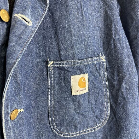 Vintage Carhartt Jacket XXL Denim Blanket Lined Work Barn Chore Coat Distressed - Picture 9 of 14